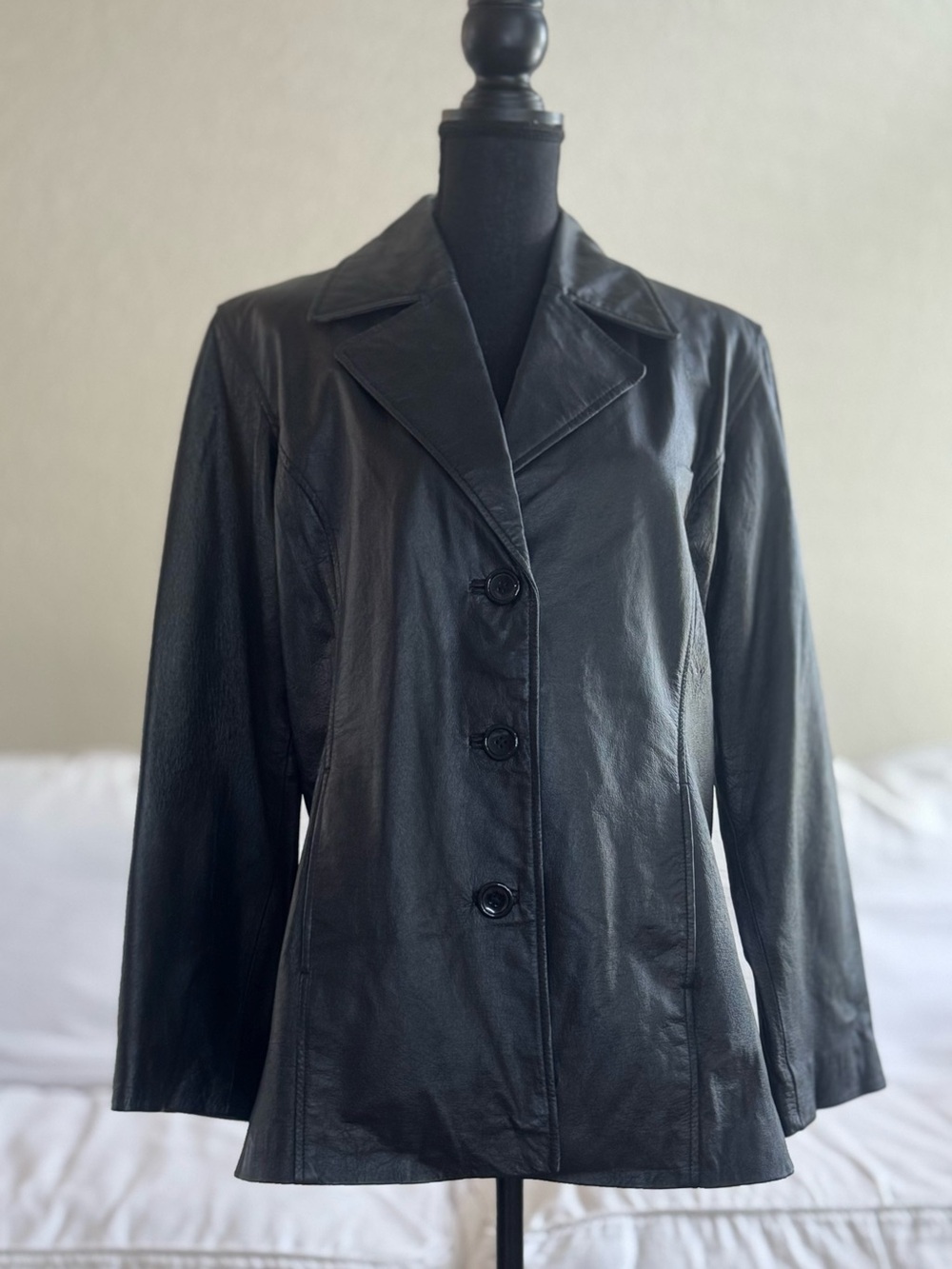 Vintage Amalfi Black Leather High Quality Blazer Jacket excellent condition Fall